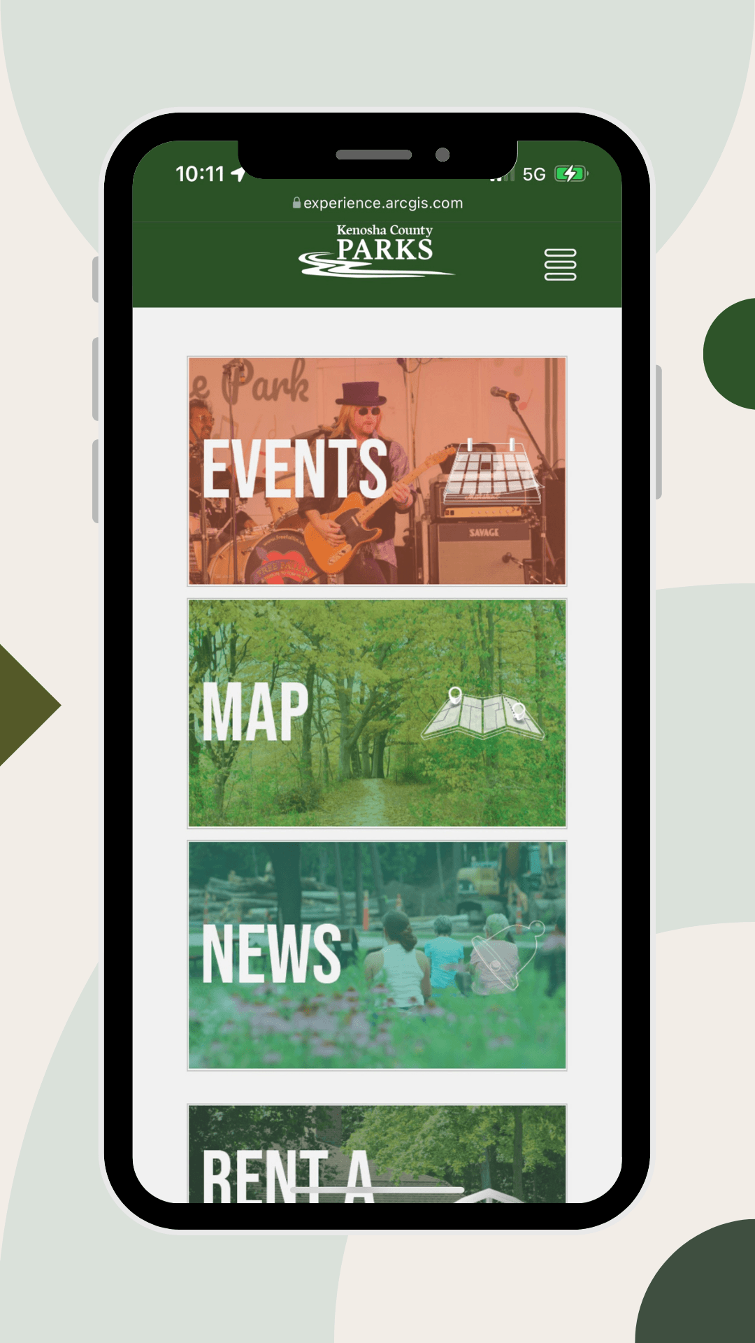 Screenshot of the Parks App