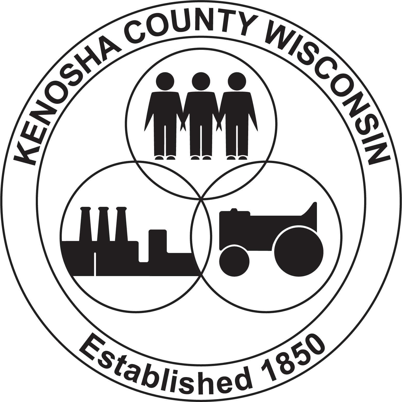 Kenosha County Logo Black & White 