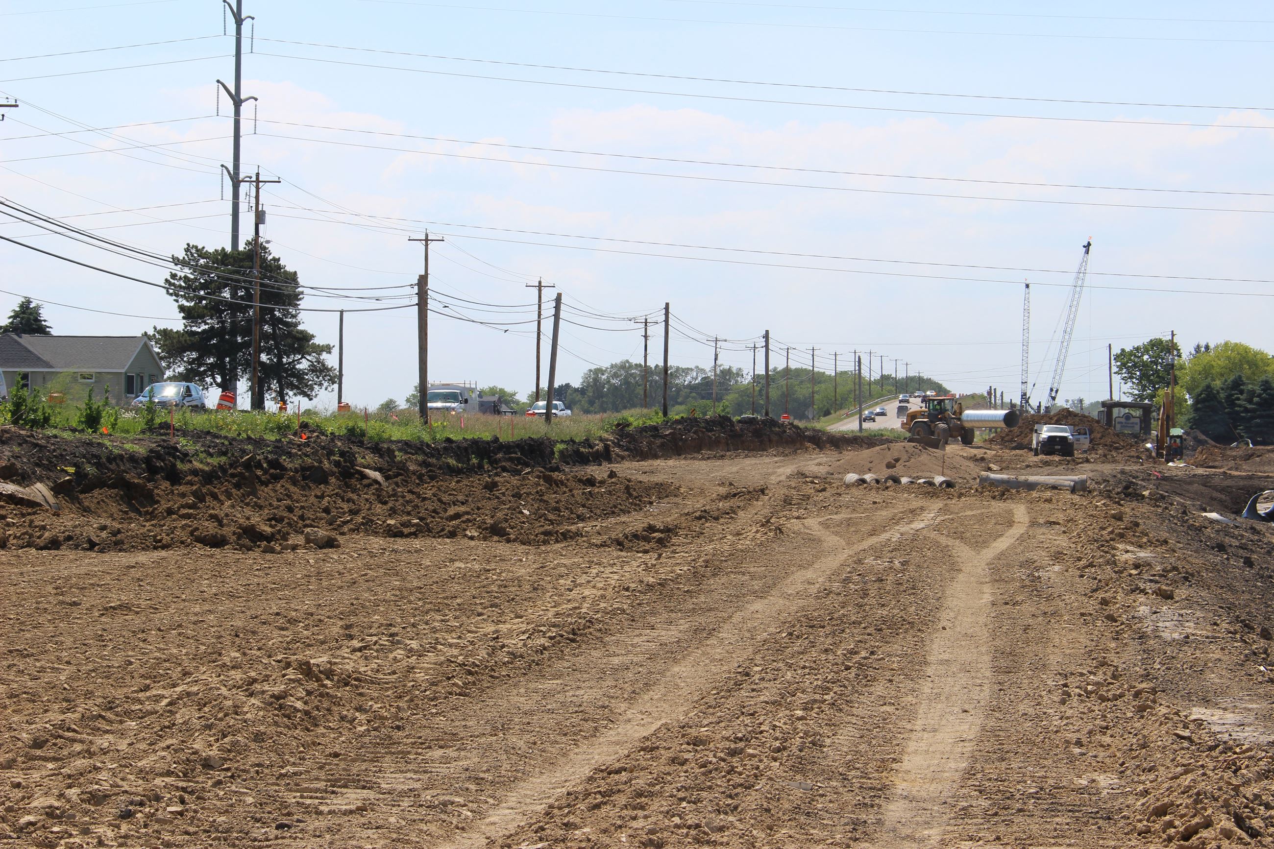 View of the Highway S expansion project looking west from Highway EA