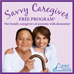 Mother and loving daughter on purple background Savvy Caregiver