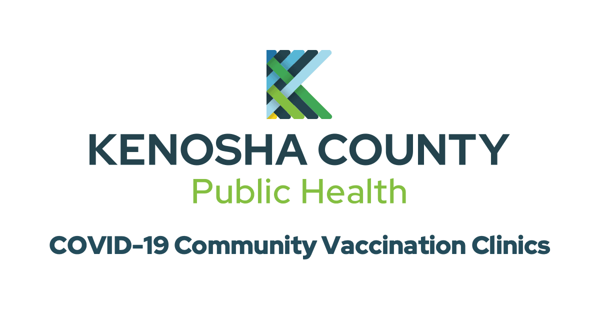 Kenosha County Public Health Logo with text "COVID-19 Community Vaccination Clinics"