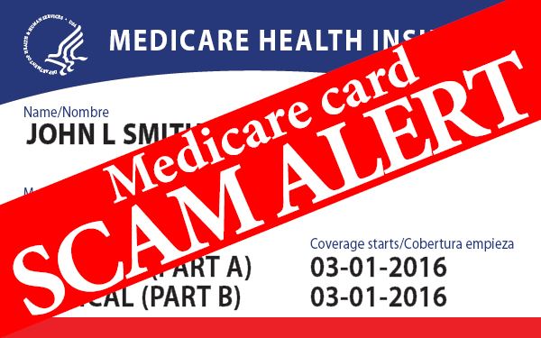Medicare Scam alert artwork in red and blue