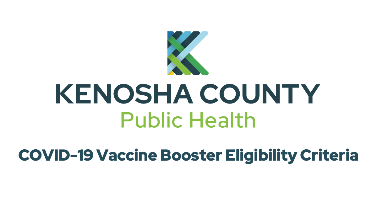 Kenosha County Public Health logo and the text "COVID-19 Vaccine Booster Eligibility Criteria"