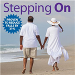 Stepping on Workshop image of a couple walking on the beach. Proven to reduce falls by 31%