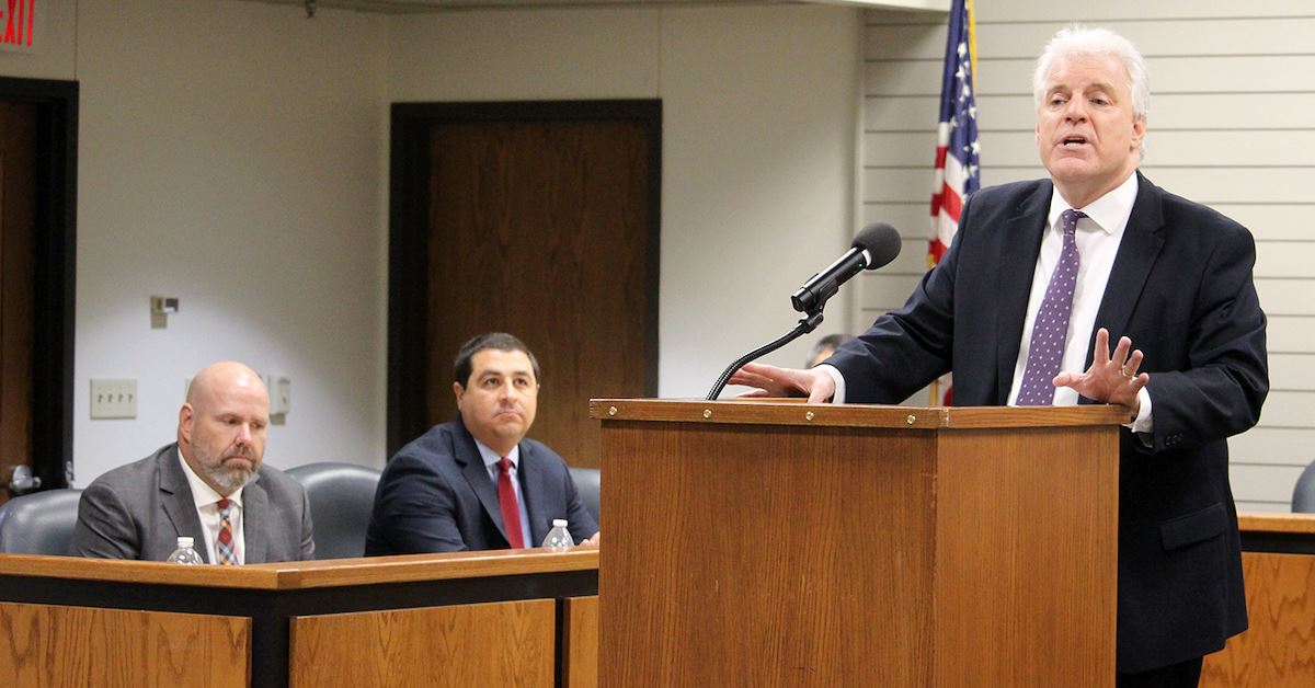 Photo of Kenosha County District Attorney Michael Graveley speaking at news conference