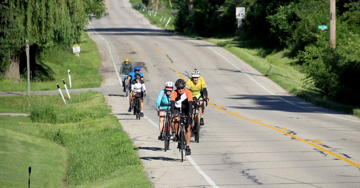 Photo of bicyclists riding in the 2022 Dairy Air Bike Ride