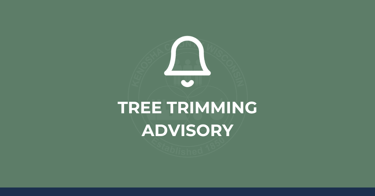 Graphic with text: "Tree trimming advisory"