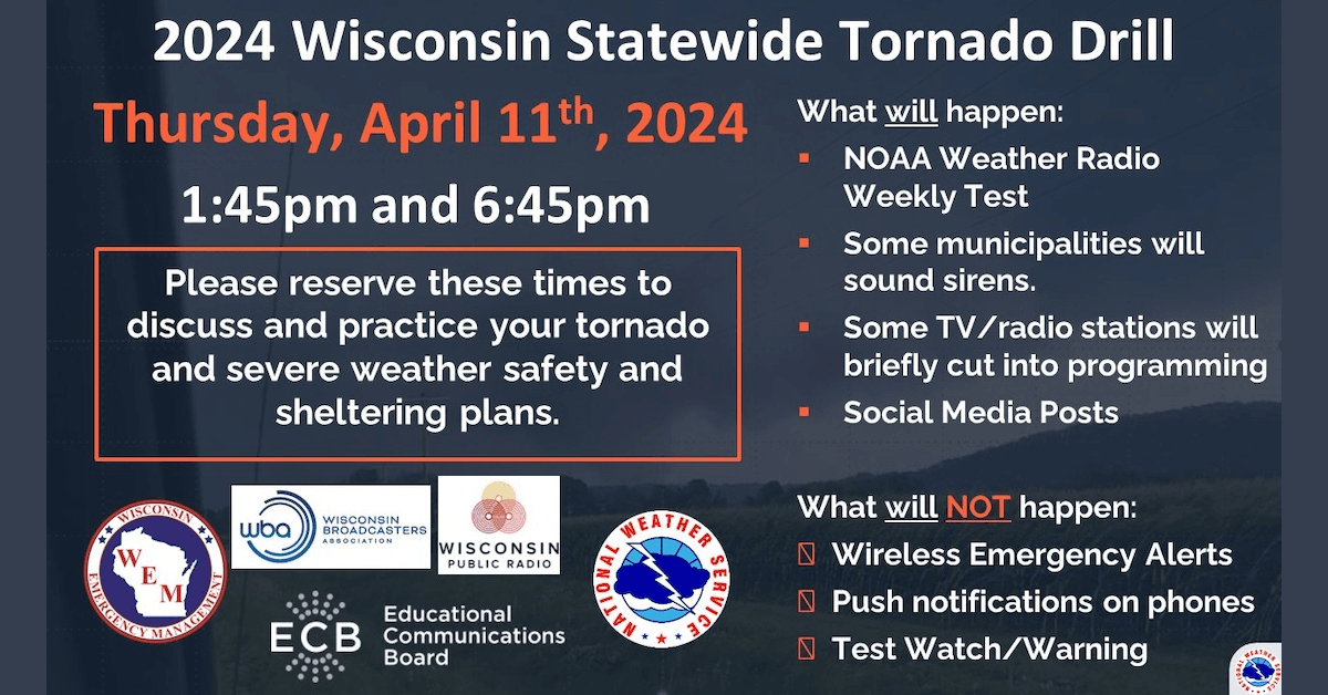 Graphic on 2024 statewide tornado drill