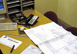 Zoning documents on a desk