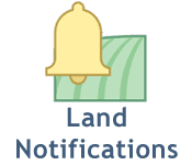 Land Notifications (yellow bell over green field)