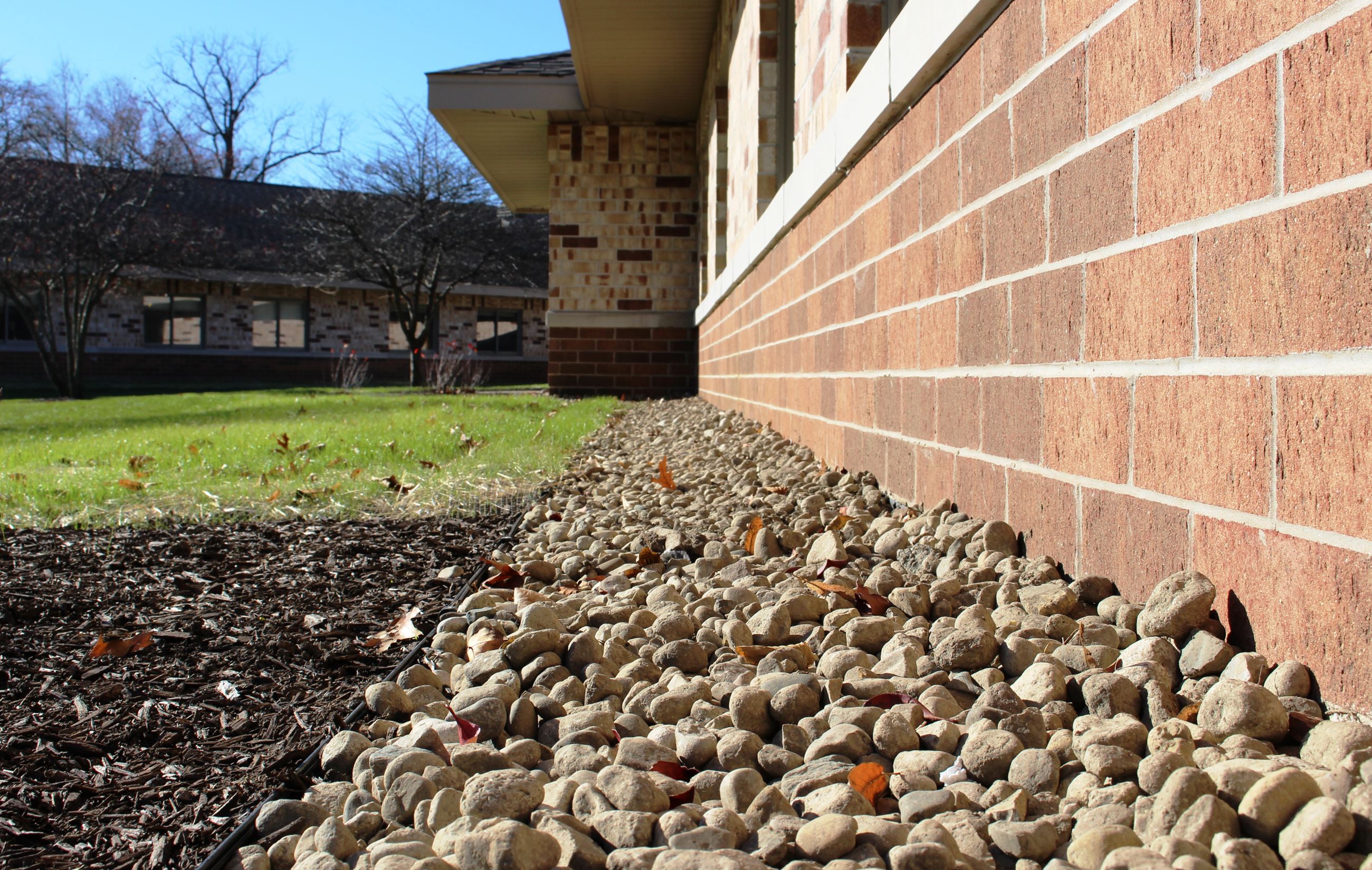 Repurposed landscaping stones at Brookside Care Center