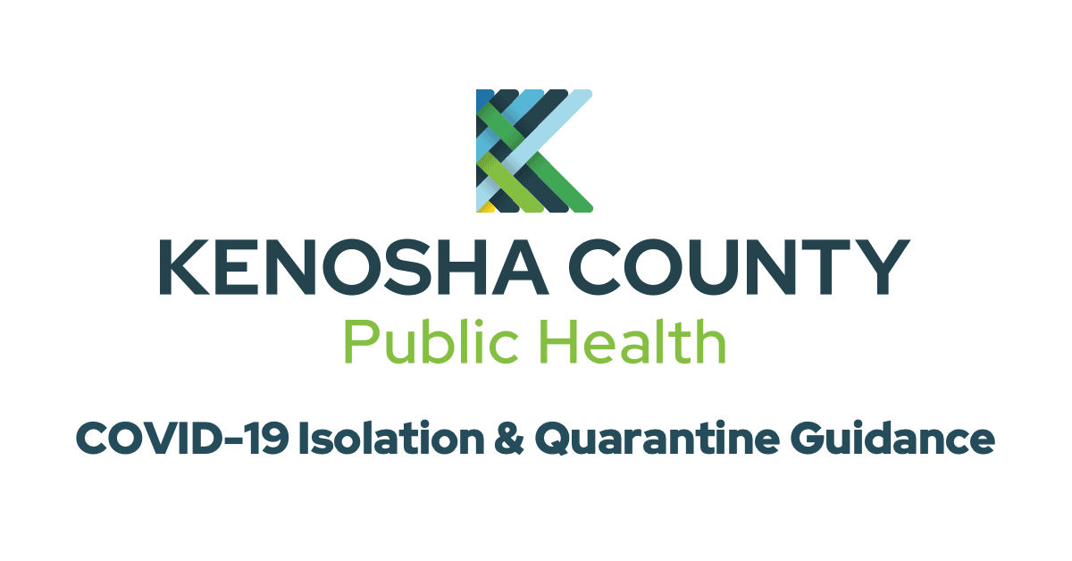 Kenosha County Public Health logo and text "COVID-19 Isolation and Quarantine Guidance"